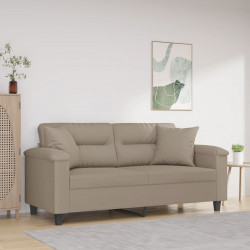 2-osobowa sofa z poduszkami, kolor taupe, 140 cm, mikrofibra