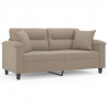 2-osobowa sofa z poduszkami, kolor taupe, 140 cm, mikrofibra
