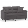 2-osobowa sofa z poduszkami, szara, 120 cm, sztuczna skóra