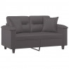 2-osobowa sofa z poduszkami, szara, 120 cm, sztuczna skóra