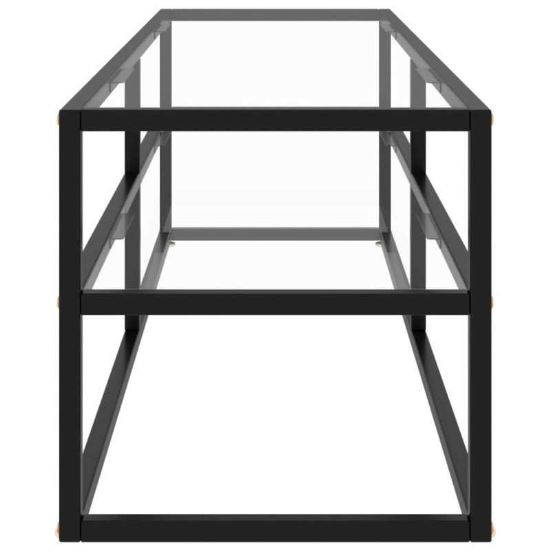 Szafka pod telewizor, czarna z hartowanym szkłem, 140x40x40 cm
