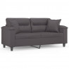 2-osobowa sofa z poduszkami, szara, 140 cm, sztuczna skóra