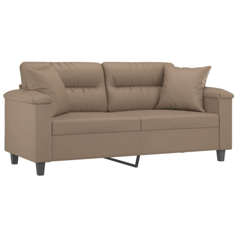 2-osobowa sofa z poduszkami, cappuccino, 140 cm, sztuczna skóra