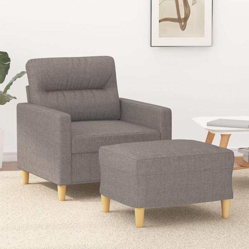 Fotel z podnóżkiem, taupe, 60 cm, obity tkaniną