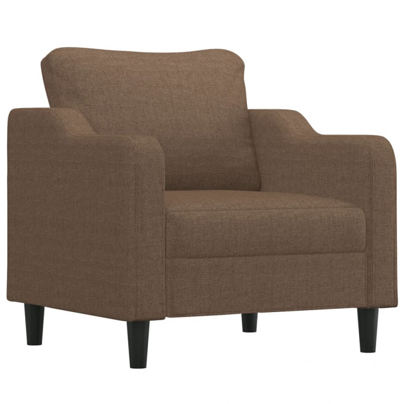 Fotel z podnóżkiem, brązowy, 60 cm, obity tkaniną