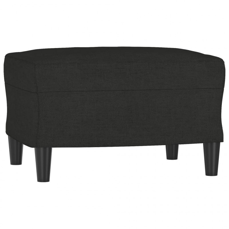 Fotel z podnóżkiem, czarny, 60 cm, obity tkaniną
