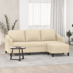 Sofa 3-osobowa, kremowa, 180 cm, tapicerowana tkaniną