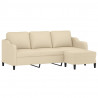 Sofa 3-osobowa, kremowa, 180 cm, tapicerowana tkaniną