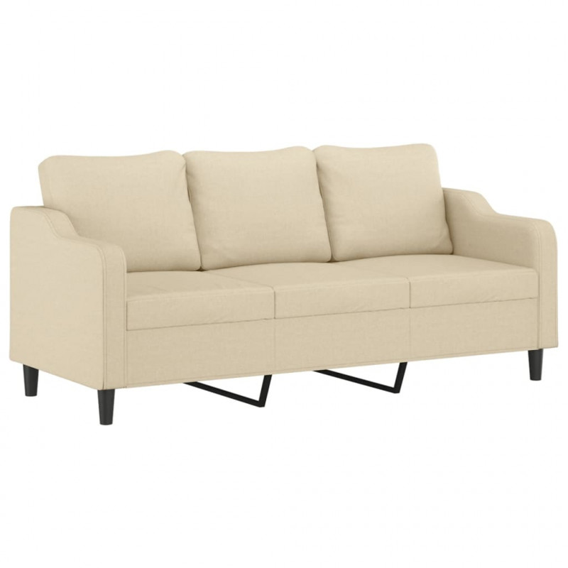 Sofa 3-osobowa, kremowa, 180 cm, tapicerowana tkaniną