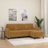 3-osobowa sofa z podnóżkiem, brązowy, 180 cm, aksamit