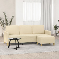 Sofa 3-osobowa, kremowa, 180 cm, tapicerowana tkaniną