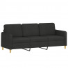 3-osobowa sofa z podnóżkiem, czarna, 180 cm, tkaniną