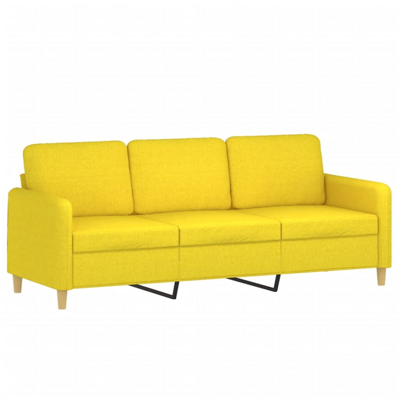 3-osobowa sofa z podnóżkiem, jasnożółty, 180 cm, tkaniną