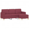 3-osobowa sofa z podnóżkiem winna czerwień 180 cm, tkaniną
