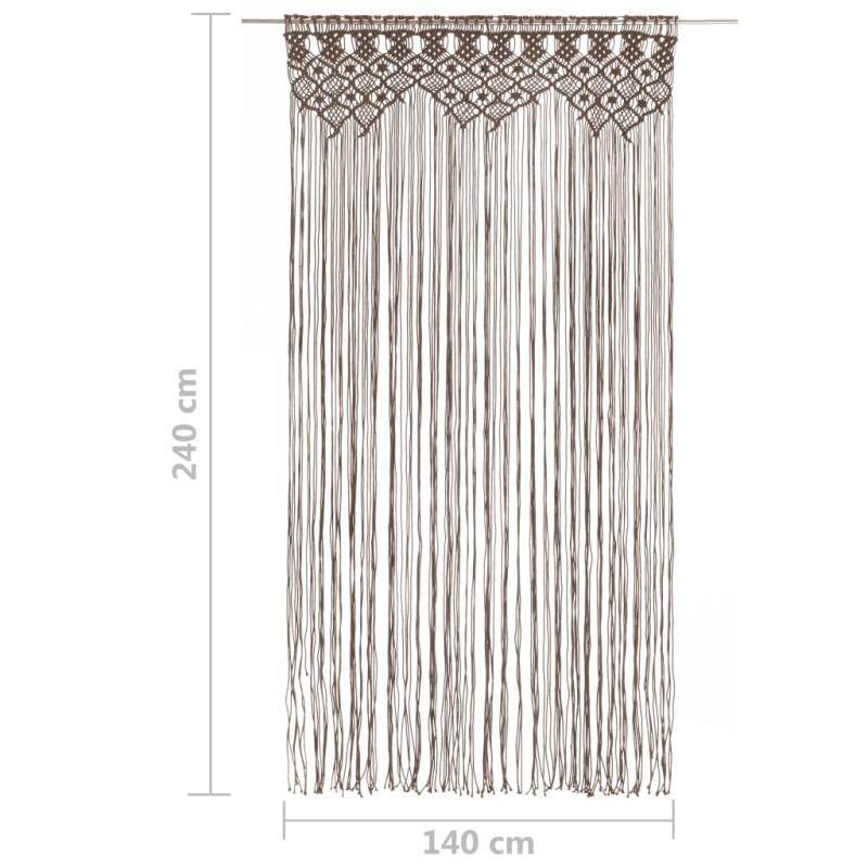 Zasłona z makramy, kolor taupe, 140 x 240 cm, bawełna