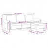 3-osobowa sofa z podnóżkiem, różowa, 180 cm, aksamitem