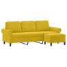 3-osobowa sofa z podnóżkiem, żółta, 180 cm, aksamit