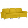 3-osobowa sofa z podnóżkiem, żółta, 180 cm, aksamit