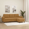 3-osobowa sofa z podnóżkiem, brązowy, 180 cm, aksamit