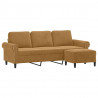 3-osobowa sofa z podnóżkiem, brązowy, 180 cm, aksamit