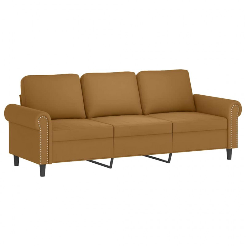 3-osobowa sofa z podnóżkiem, brązowy, 180 cm, aksamit