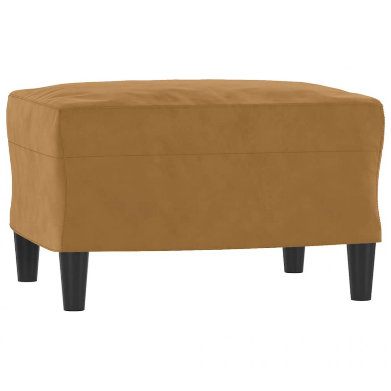 3-osobowa sofa z podnóżkiem, brązowy, 180 cm, aksamit