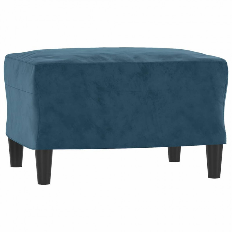 3-osobowa sofa z podnóżkiem, niebieska, 180 cm, aksamit