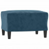 3-osobowa sofa z podnóżkiem, niebieska, 180 cm, aksamit