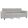 3-os. sofa z podnóżkiem, jasnoszara, 180 cm, obita mikrofibrą