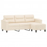 3-os. sofa z podnóżkiem, beżowa, 180 cm, obita mikrofibrą