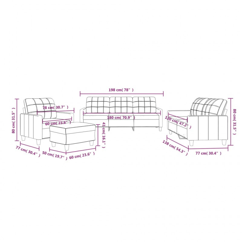4-osobowa sofa z poduszkami, czarna, sztuczna skóra