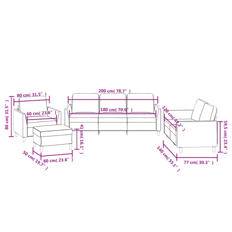 4-osobowa sofa z poduszkami, czarna, sztuczna skóra