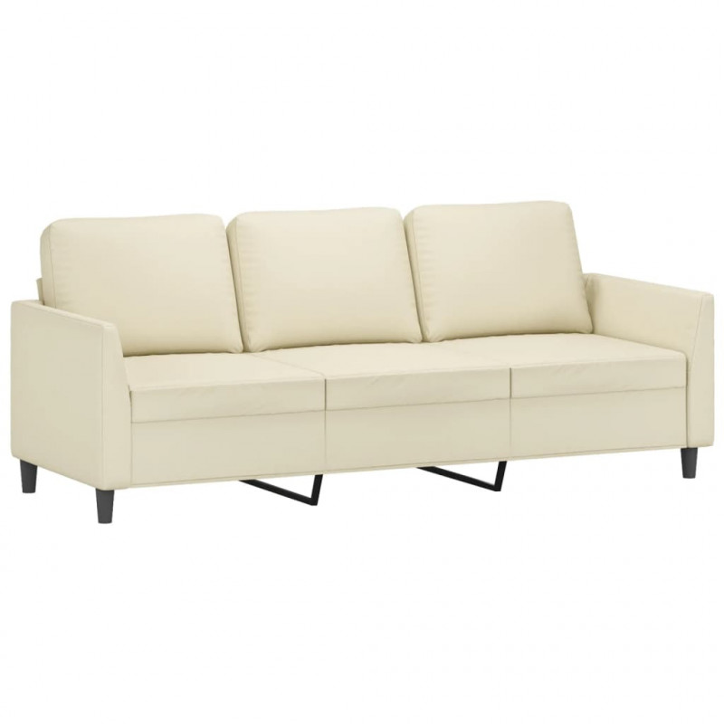 4-osobowa sofa z poduszkami, kremowa, sztuczna skóra