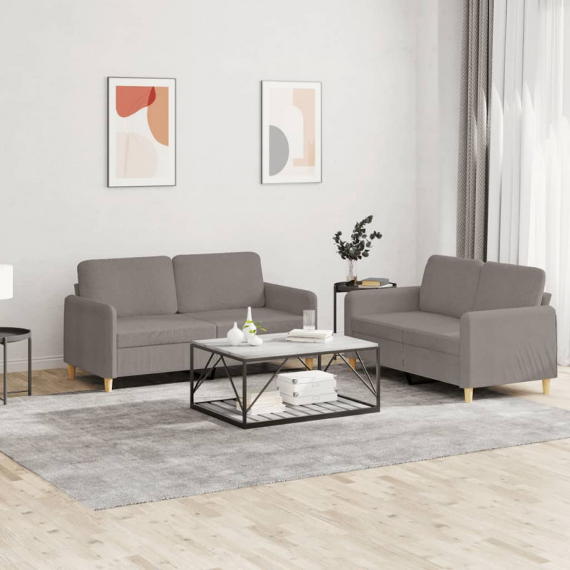 2-częściowy komplet wypoczynkowy z poduszkami, taupe, tkanina