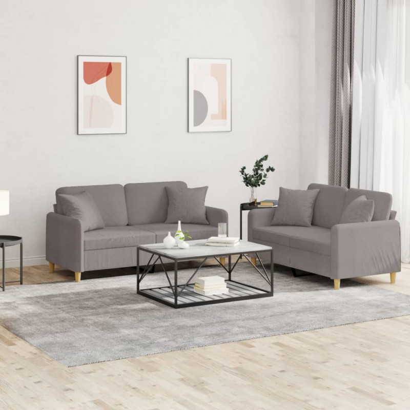 2-cz. komplet wypoczynkowy z poduszkami, taupe, tkanina