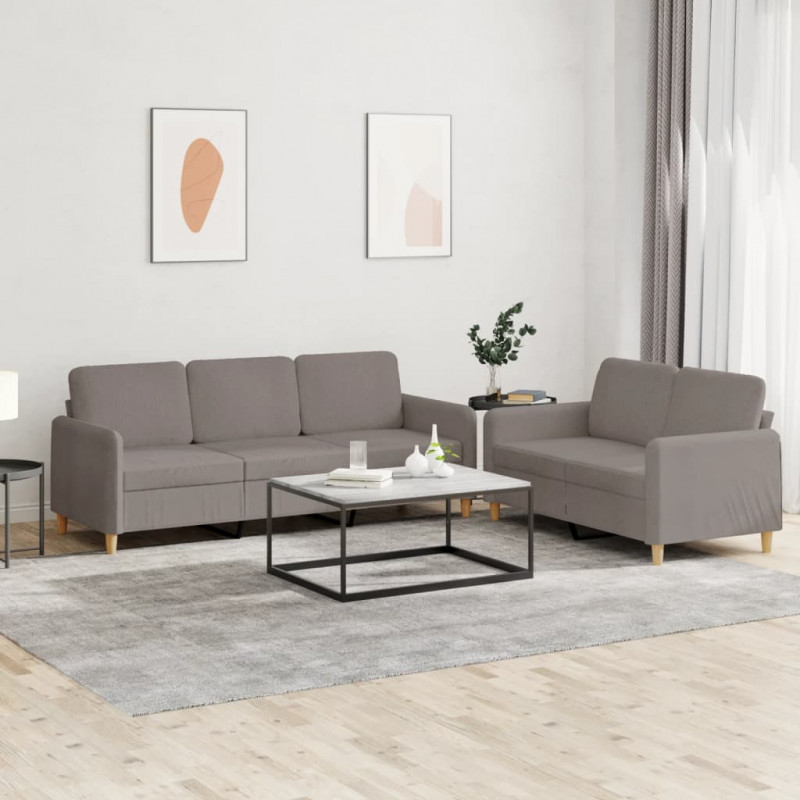 2-częściowy komplet wypoczynkowy z poduszkami, taupe, tkanina