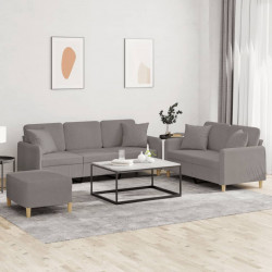 3-cz. komplet wypoczynkowy z poduszkami, taupe, tkanina