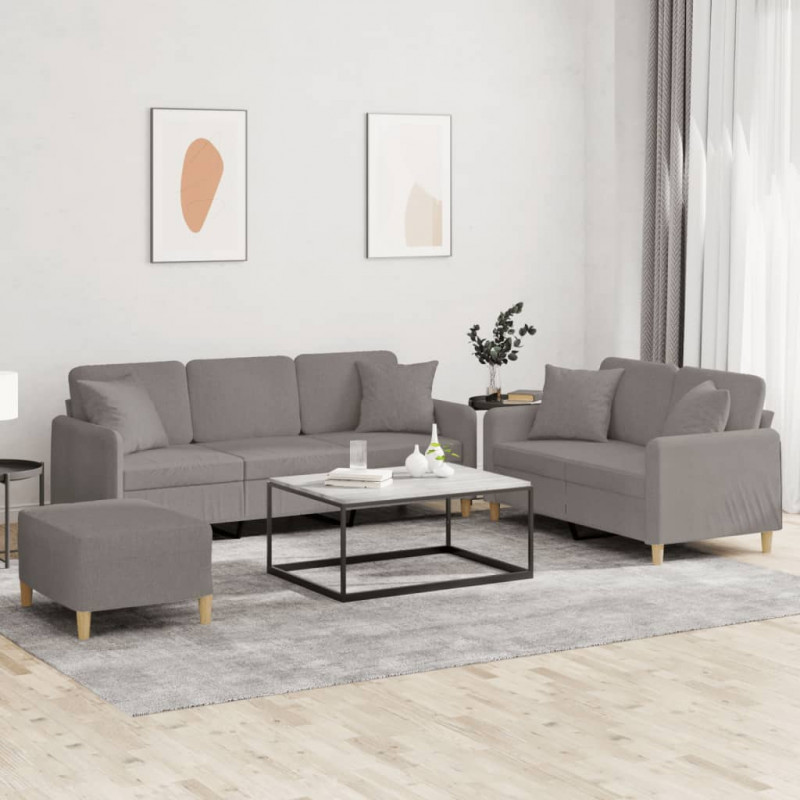 3-cz. komplet wypoczynkowy z poduszkami, taupe, tkanina