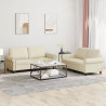 2-osobowa sofa z poduszkami, kremowa, sztuczna skóra