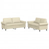2-osobowa sofa z poduszkami, kremowa, sztuczna skóra