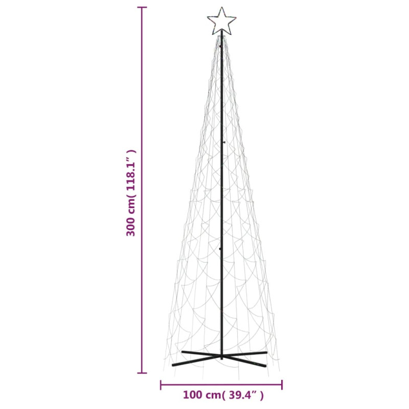 Choinka stożkowa, 500 kolorowych diod LED, 100x300 cm