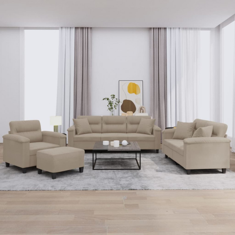 4-częściowy komplet wypoczynkowy, taupe, mikrofibra