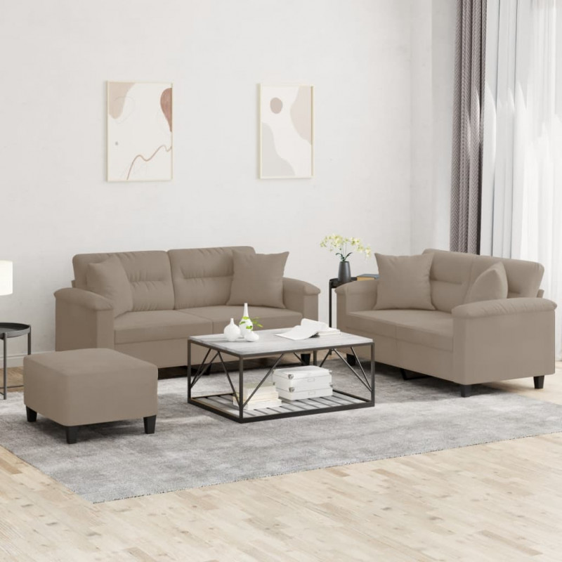 3-częściowy komplet wypoczynkowy, taupe, mikrofibra
