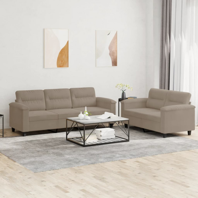 2-cz. komplet wypoczynkowy z poduszkami, taupe, mikrofibra