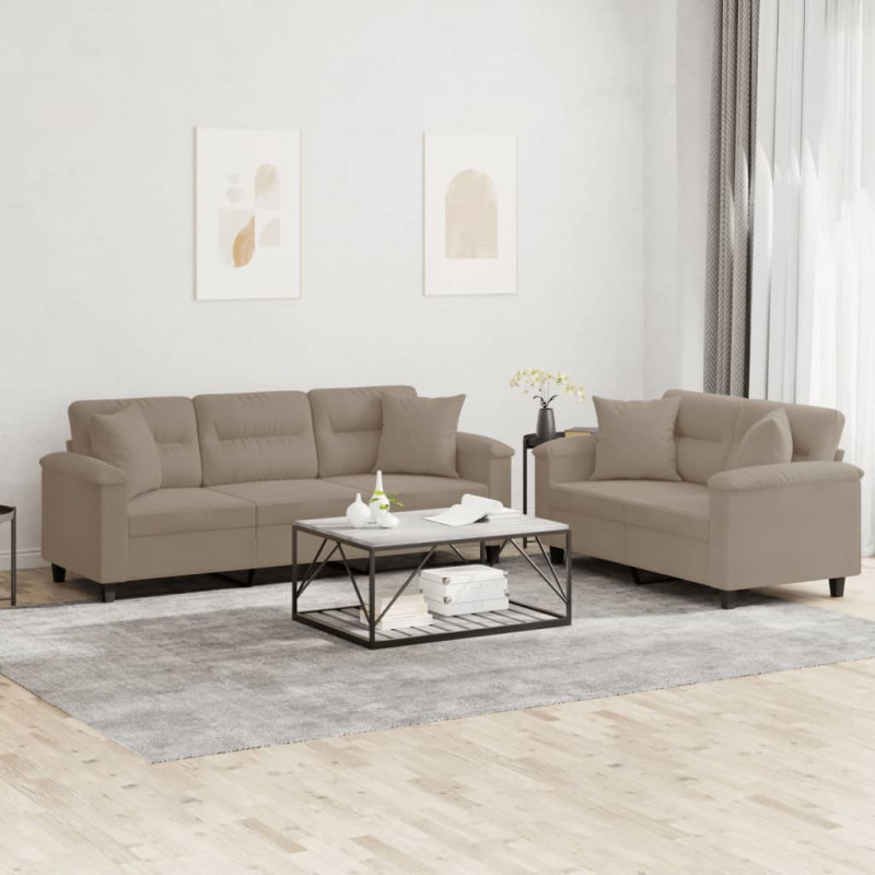 2-częściowy komplet wypoczynkowy, taupe, mikrofibra