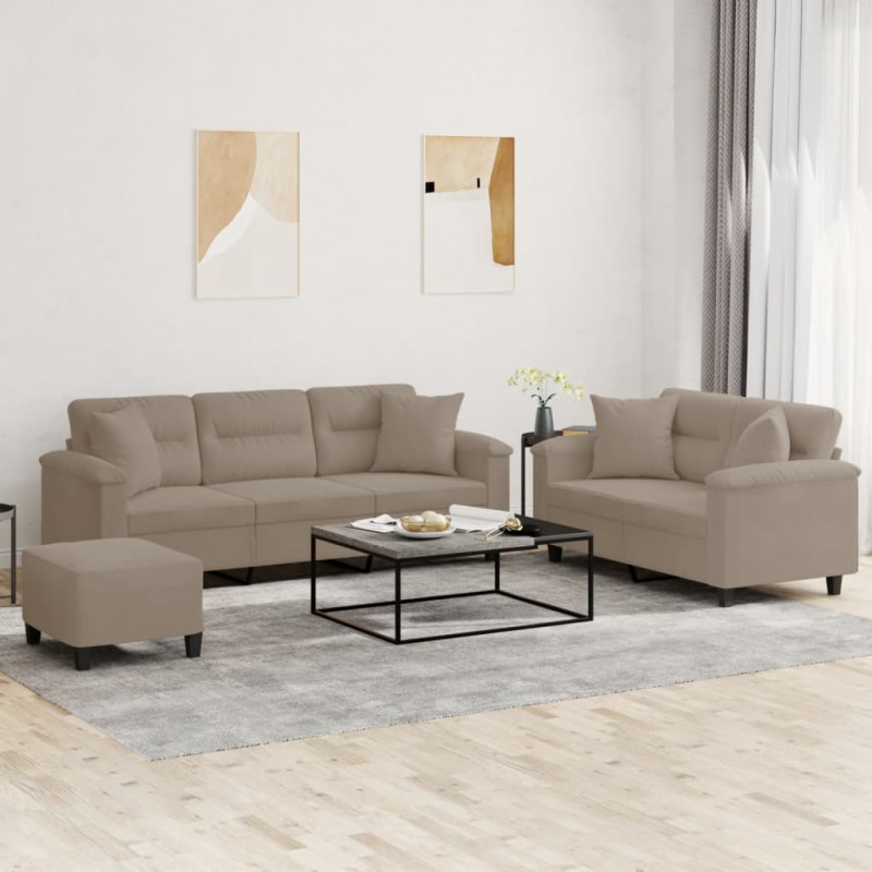 3-częściowy komplet wypoczynkowy, taupe, mikrofibra