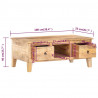 Stolik kawowy, 100x55x40 cm, surowe drewno mango