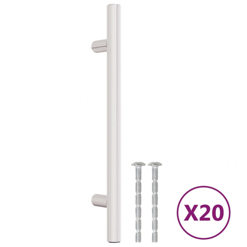 Uchwyty do szafek, 20 szt., srebrne, 128 mm, stal nierdzewna