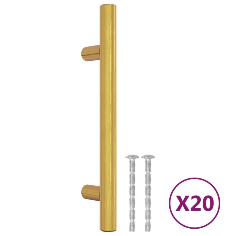 Uchwyty do szafek, 20 szt., złote, 96 mm, stal nierdzewna