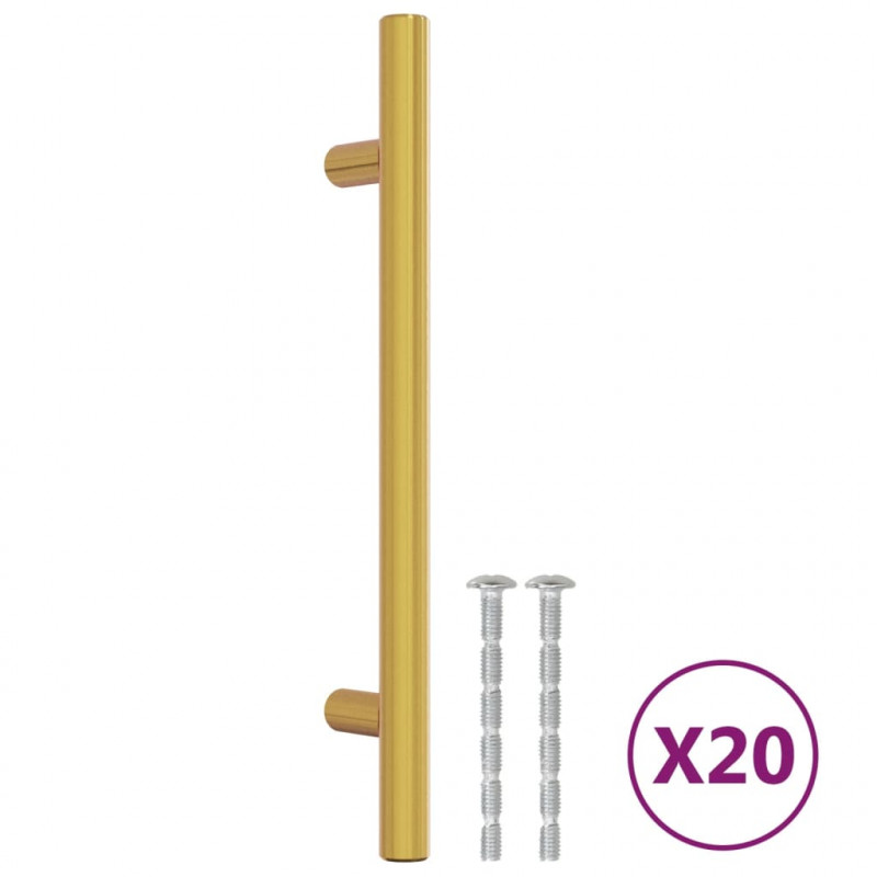 Uchwyty do szafek, 20 szt., złote, 128 mm, stal nierdzewna